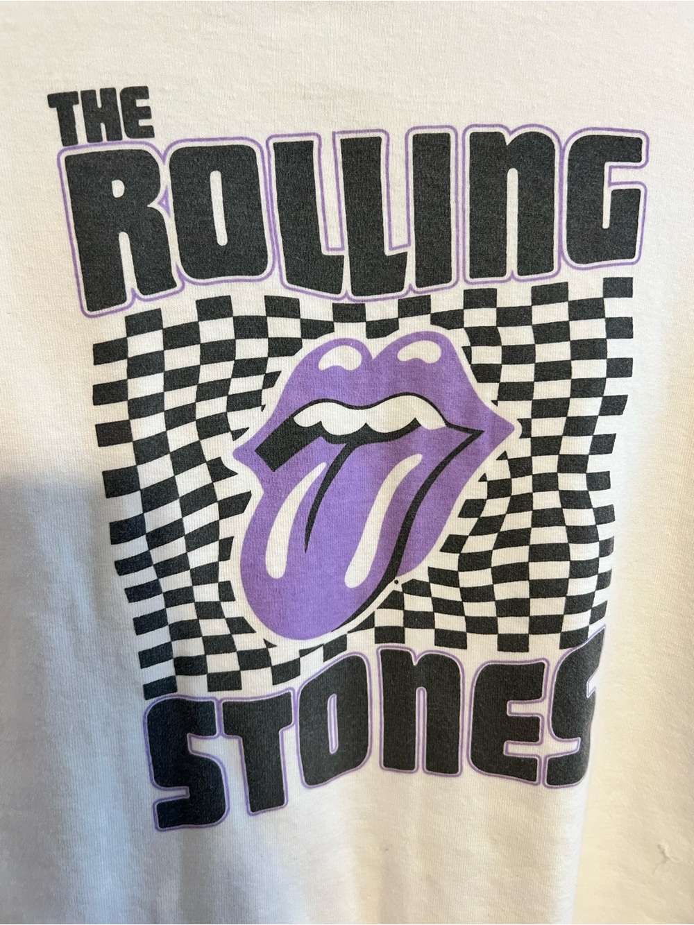American Eagle Off-White Rolling Stones Band Tee w/Black & Purple | Women’s XXL - Picture 2 of 4